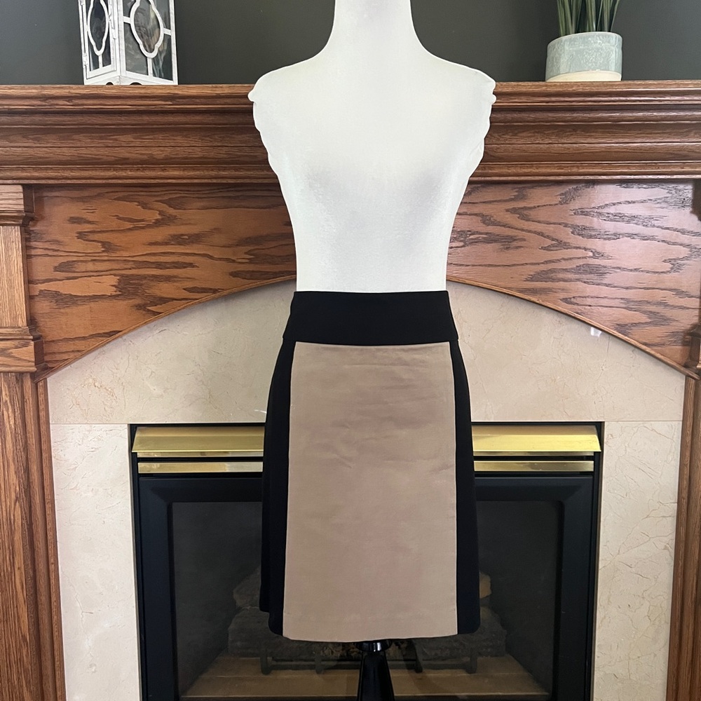 Banana Republic Tan Black‎ Colorblock Stretch Pencil Skirt Size 12 - Picture 2 of 11